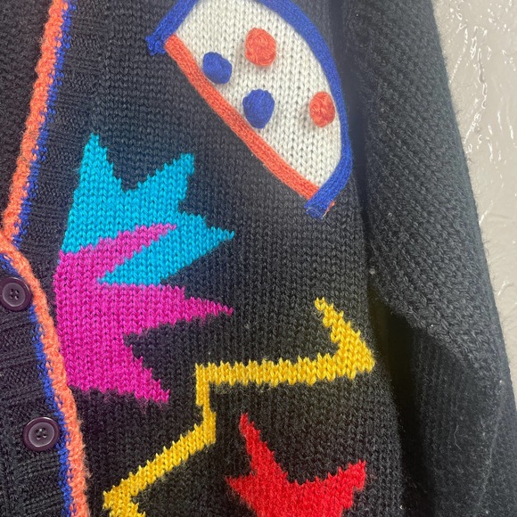 Justin Allen Xtra Womens Cardigan Skiing Sweater Colorful Long Sleeve size 42/22 - Picture 2 of 5